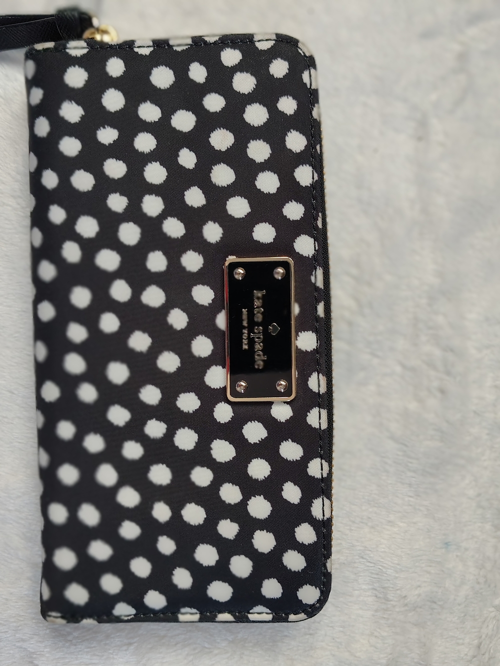 Kate Spade Black & White Polka Dot Zip Wallet
